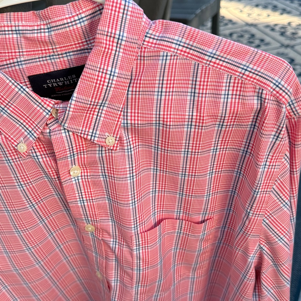 Charles Tyrwhitt Red and Blue Plaid Men's Shirt - Picture 11 of 13